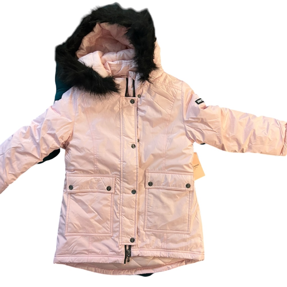 New girls juicy couture winter coat with fur hood
